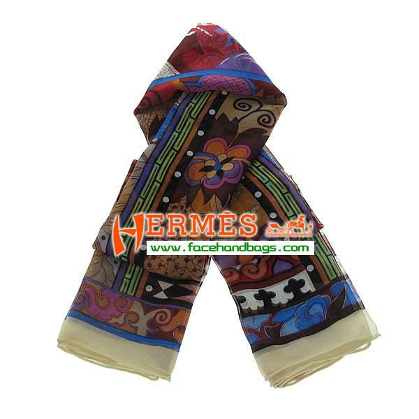 Hermes 100% Silk Square Scarf Coffee HESISS 135 x 135 - Click Image to Close